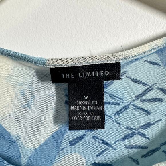 The Limited Top Women S Blue White Floral Mesh Tank 90s Y2K Preppy Going Out - Picture 4 of 6